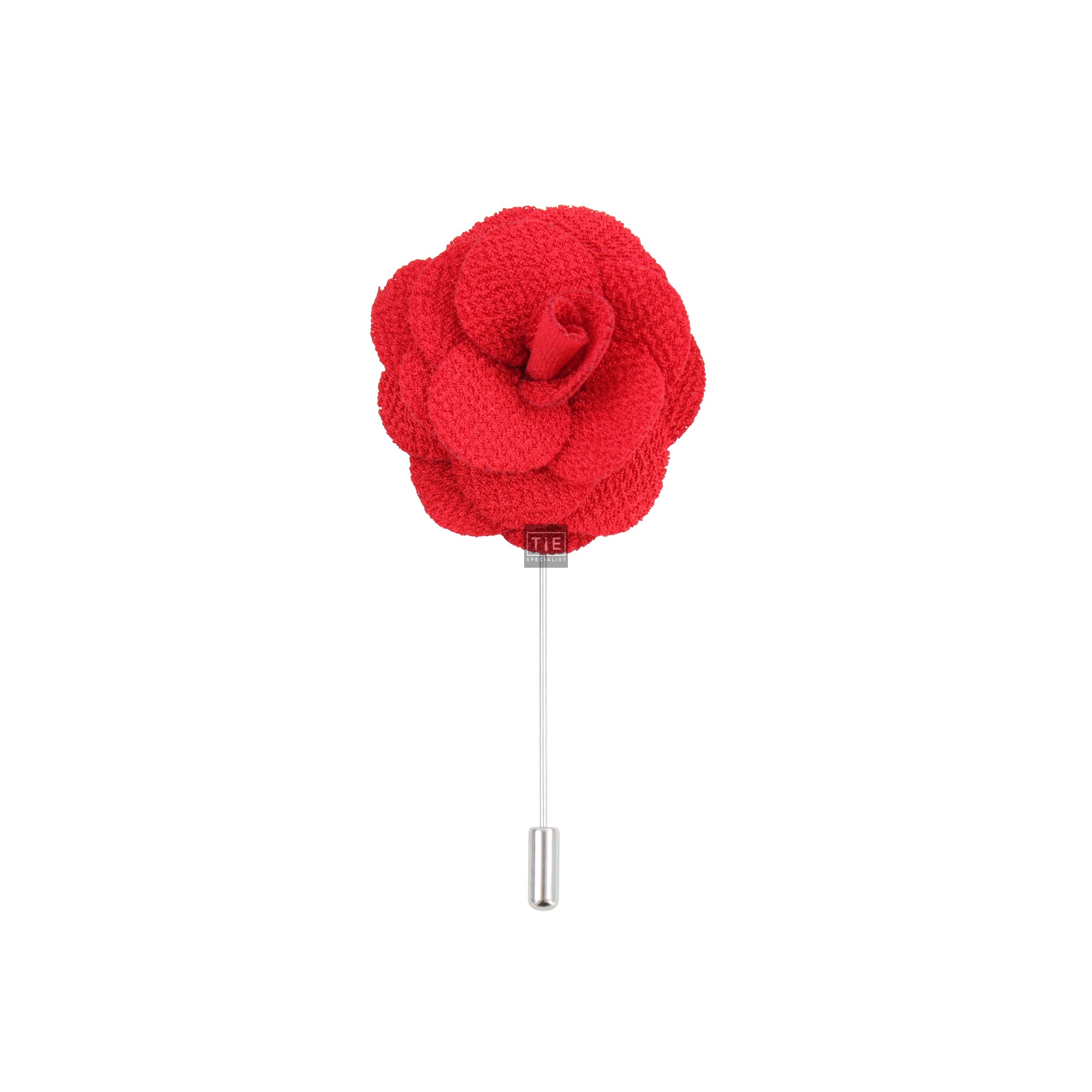 Red Flower Lapel Pin | Rhodium Lapel Pin