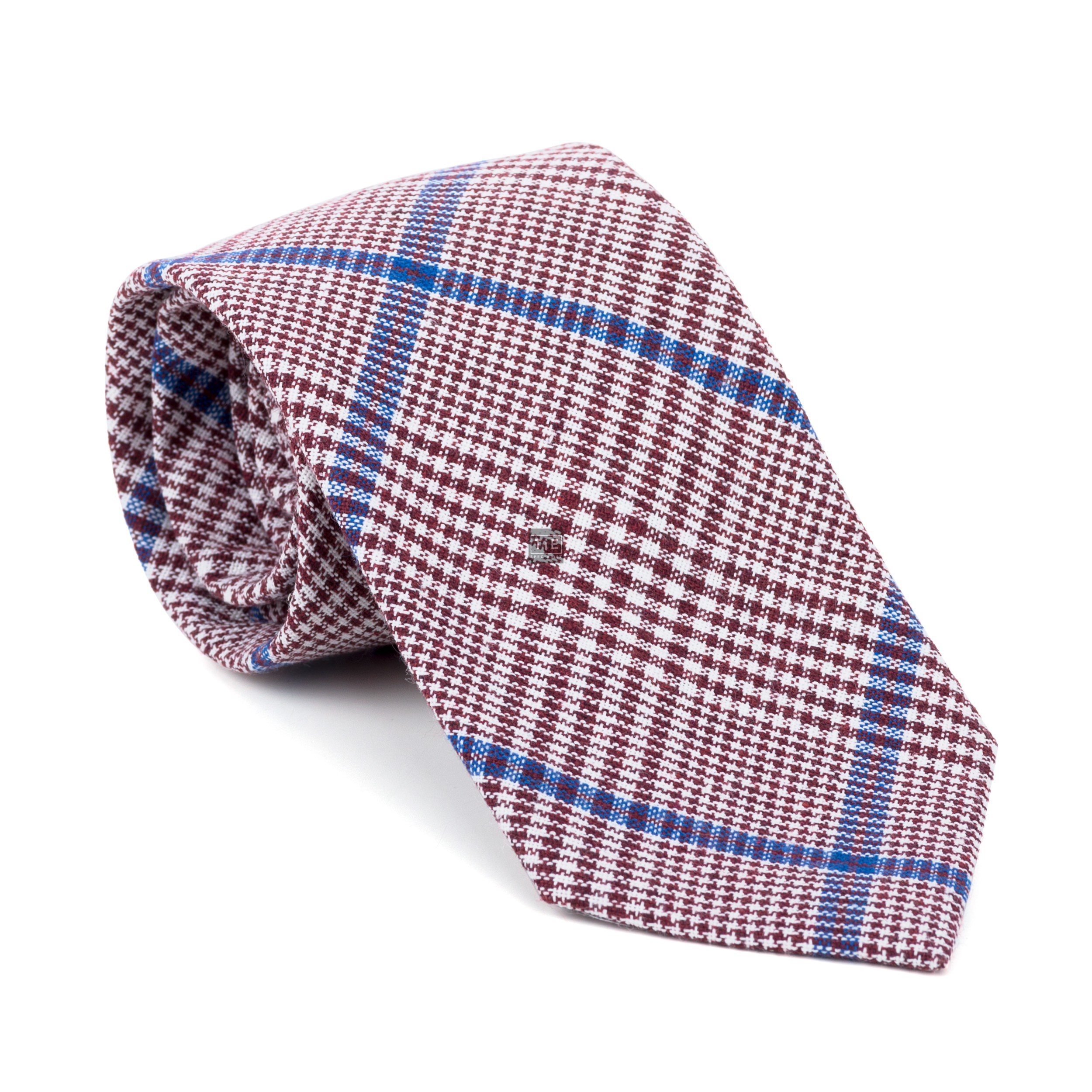 Burgundy Check Tie - Check Red Classic Width 8cm