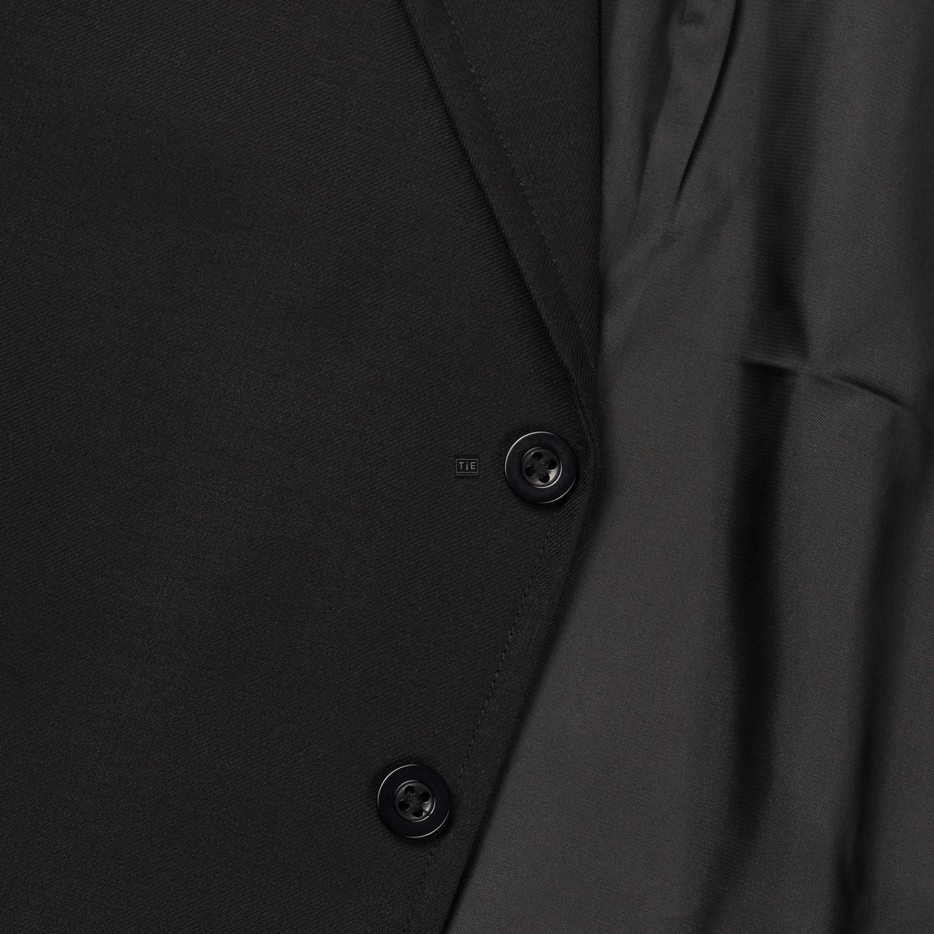 Black Collared Rever Waistcoat, 100% Wool - Plain Black Collared 6 ...