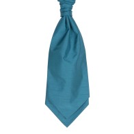 Teal Blue Self Tie Shantung Cravat #WCS1867/2 ##LAST STOCK