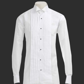 White Dress Shirt, 7 Pleat, Wing Collar #Lyon/1-16.5''