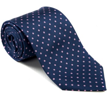 Navy with Pink Polka Dot Silk Tie #S5032/4