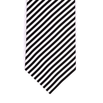 Striped Black and White Silk Tie #S5036/1