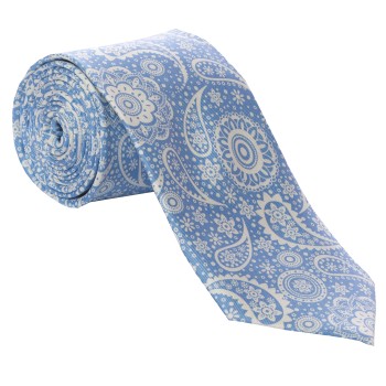 Light Blue Floral and Paisley Silk Tie #S5056/4 ---DISCONTINUED, LAST STOCK!---
