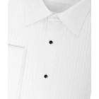 White Pleat Tailored Fit Dress Shirt, Double Cuff #Q203/1